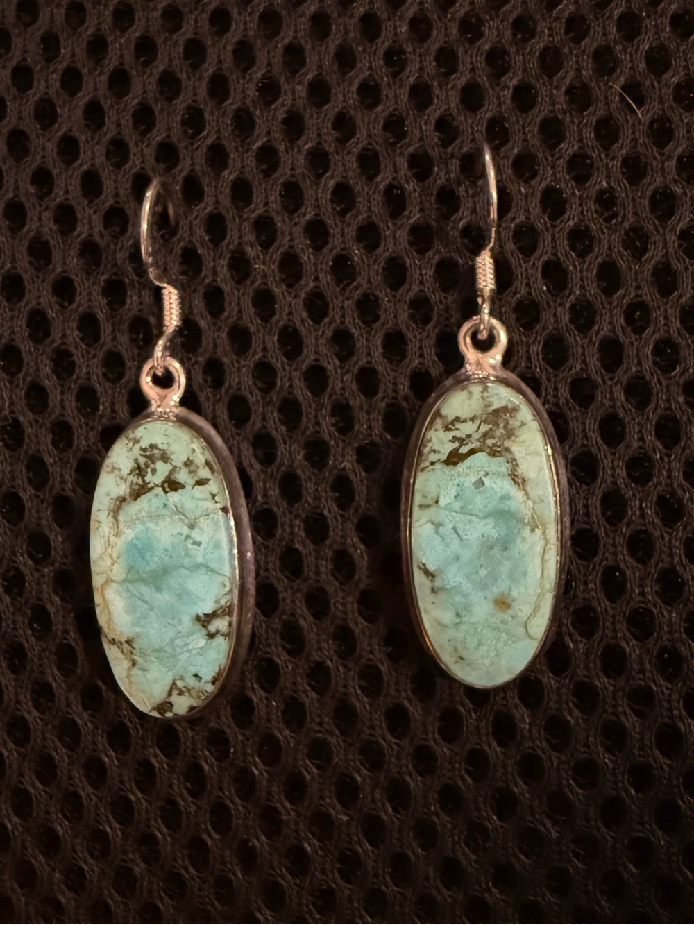 Vintage Navajo Native American Style Sterling Silver Turquoise Dangle Earrings